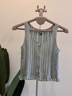 American Eagle Outfitters Light Mint Knit Button-Front Tank